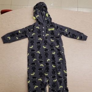 One piece, dark gray, with hoodie